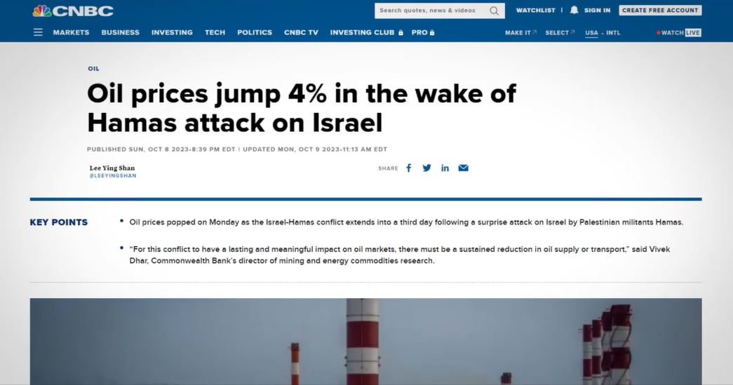 Oil Prices Jump After the Attack on Israel