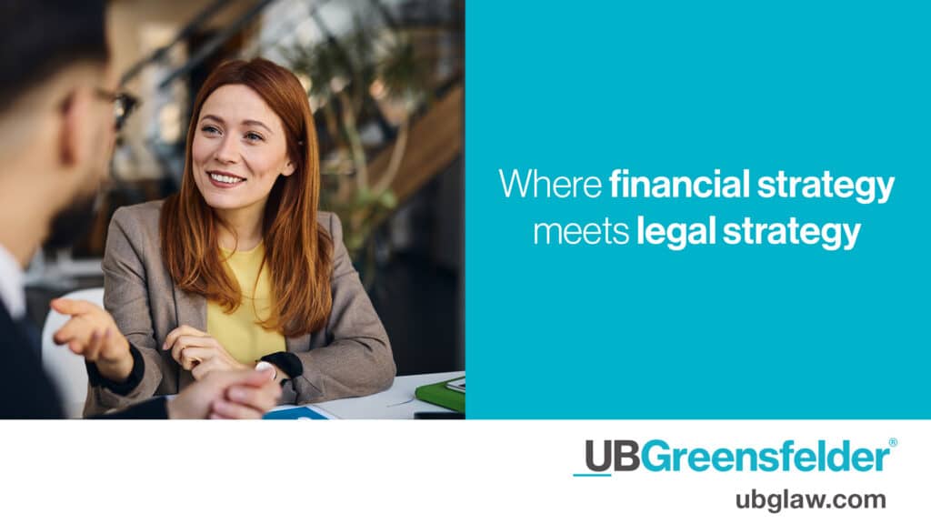 Ad for UB Greensfelder stating, "Where financial strategy meets legal strategy."