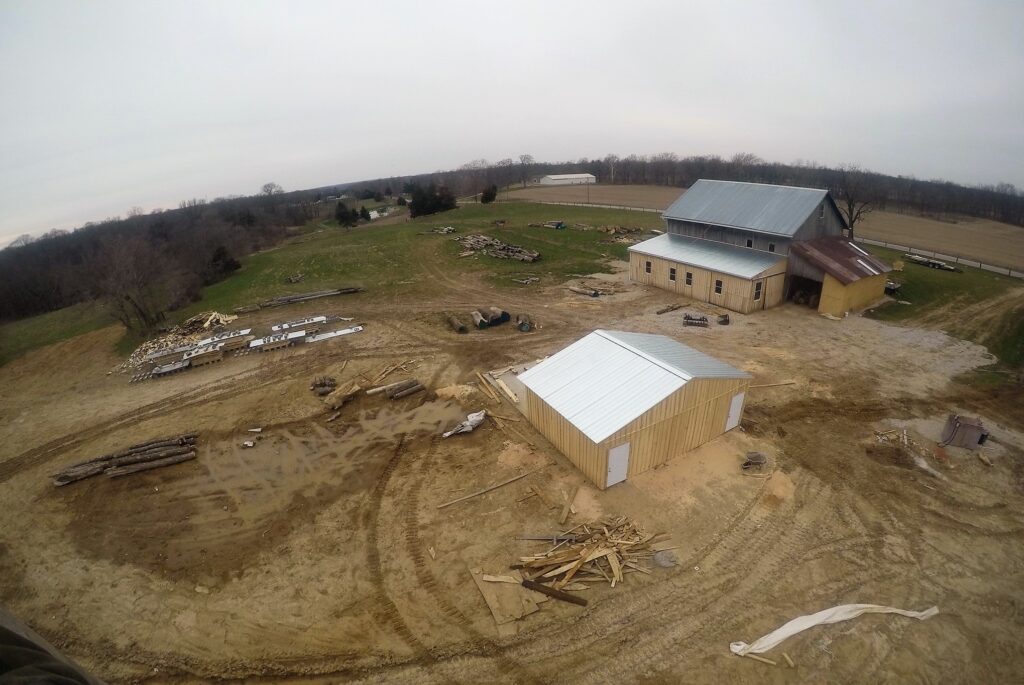 During construction on the new pole barn. 
