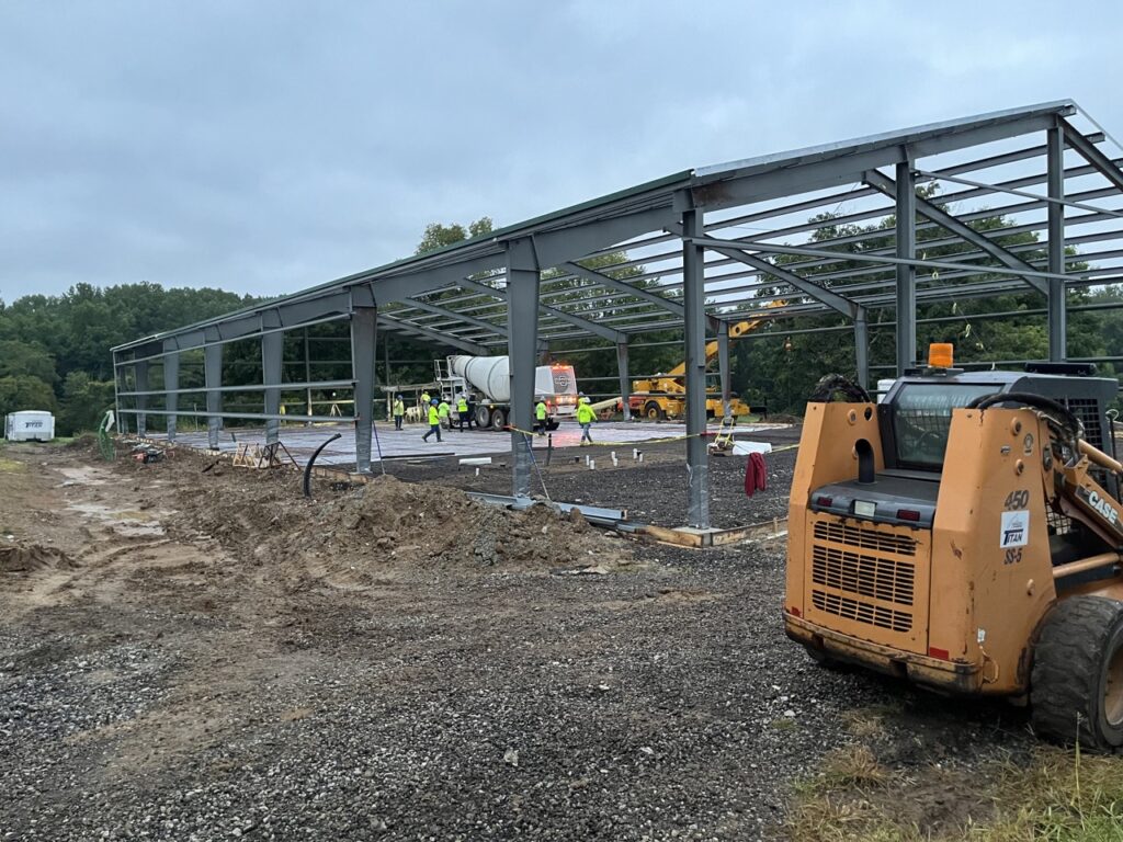 During construction on the new pole barn. 