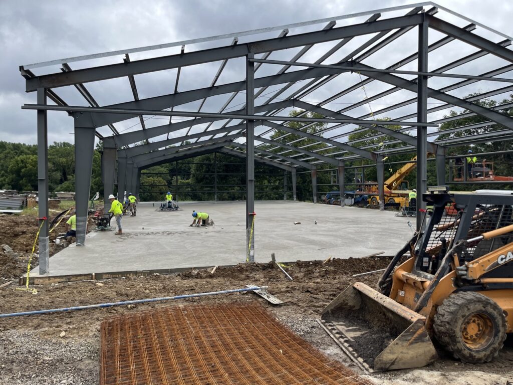 During construction on the new pole barn. 